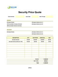 security quote template australia