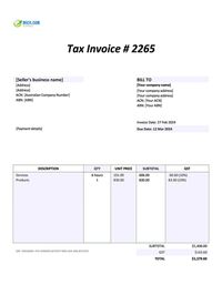 self-billing invoice template Australia