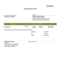 work service invoice template australia
