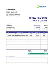 snow removal quote template australia