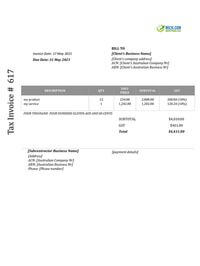 work subcontractor invoice template australia