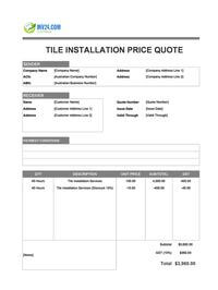 tile installation quote template australia