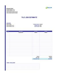 tile job estimate template australia