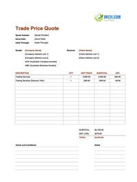 trade quote template australia