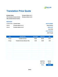 translation quote template australia