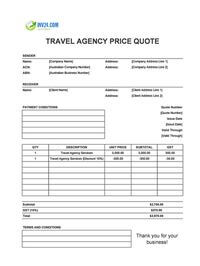 travel agency quote template australia