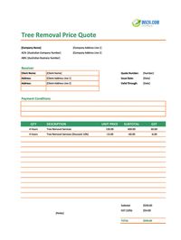 tree removal quote template australia