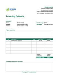 trimming estimate template australia