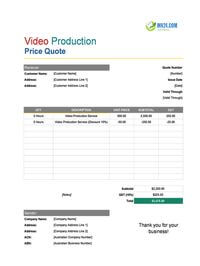 video production quote template australia