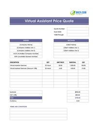 virtual assistant quote template australia
