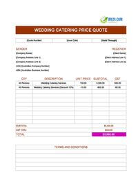 wedding catering quote template australia
