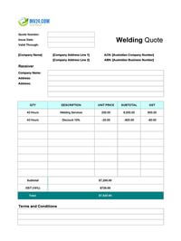 welding quote template australia