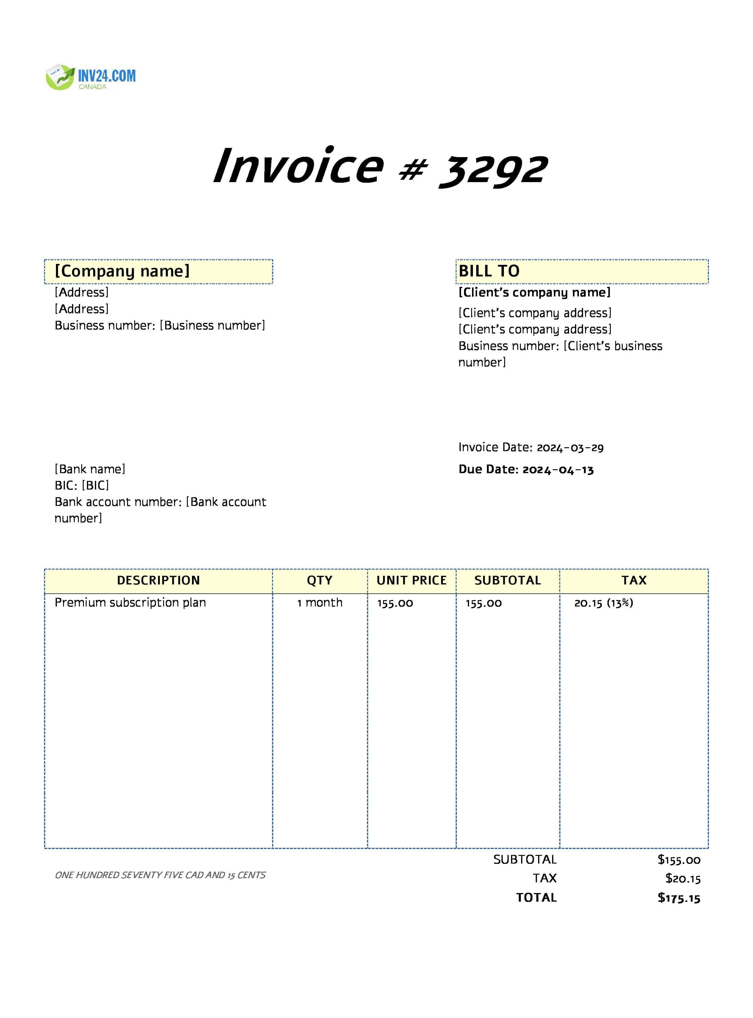 batch invoice example