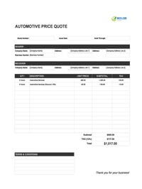 automotive quote template canada
