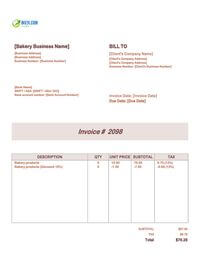 Bakery invoice template canada