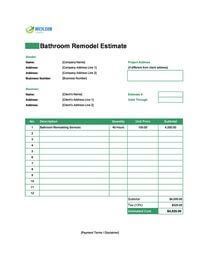 bathroom remodel estimate template canada