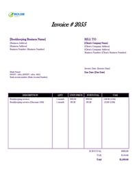 Bookkeeping invoice template canada