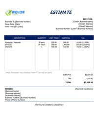 business estimate template canada
