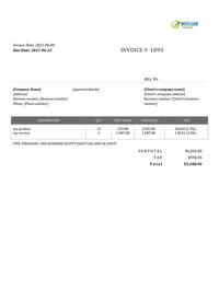 standard business invoice template canada
