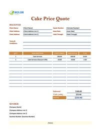 cake quote template canada