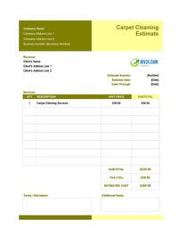 carpet cleaning estimate template canada