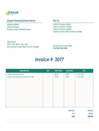 Carpet cleaning invoice template canada