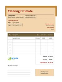 catering estimate template canada