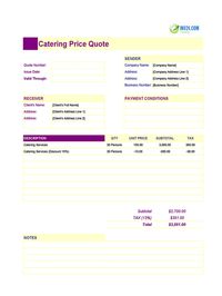 catering quote template canada