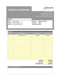 collision estimate template canada