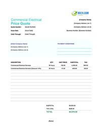 commercial electrical quote template canada