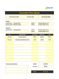 concrete quote template canada