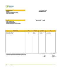 standard construction invoice template canada