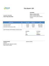 construction quote template canada