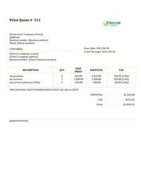 contractor quote template canada