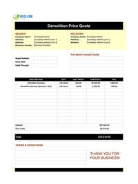 demolition quote template canada