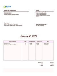Dental invoice template canada