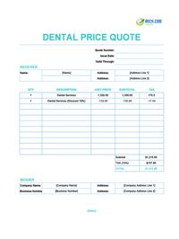 dental quote template canada