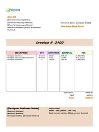 Designer invoice template canada