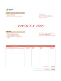Event planner invoice template canada
