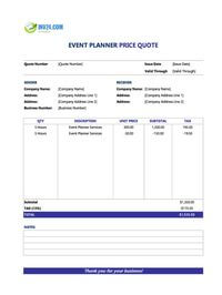event planner quote template canada
