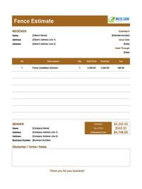 fence estimate template canada