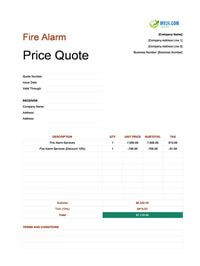 fire alarm quote template canada