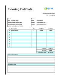 flooring estimate template canada