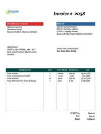 Food invoice template canada