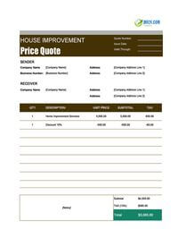 home improvement quote template canada