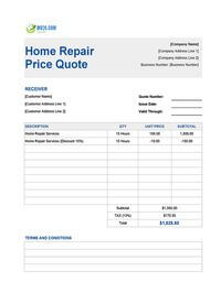 home repair quote template canada