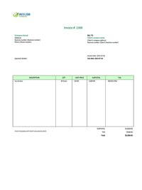 standard hourly invoice template canada
