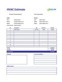 hvac estimate template canada
