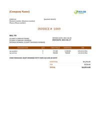 standard invoice example canada
