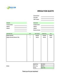 irrigation quote template canada
